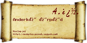 Anderkó Árpád névjegykártya