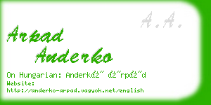arpad anderko business card